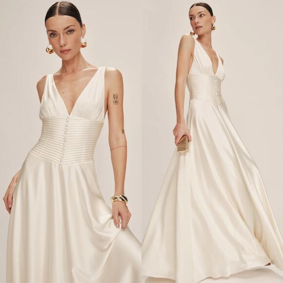 Reformation Dresses & Skirts - Reformation Arianwen Satin Dress Fior Di Latte